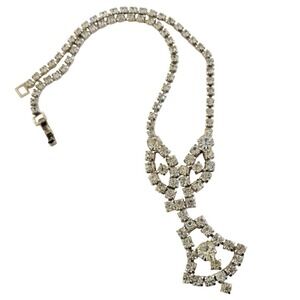 VTG La-Rel Signed Necklace Crystal Rhinestone choker Silver Sparkling Jeweled